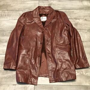 Berman’s Bomber Coat Starsky Brown Leather Fight Car Club Jacket Men’s Size 44